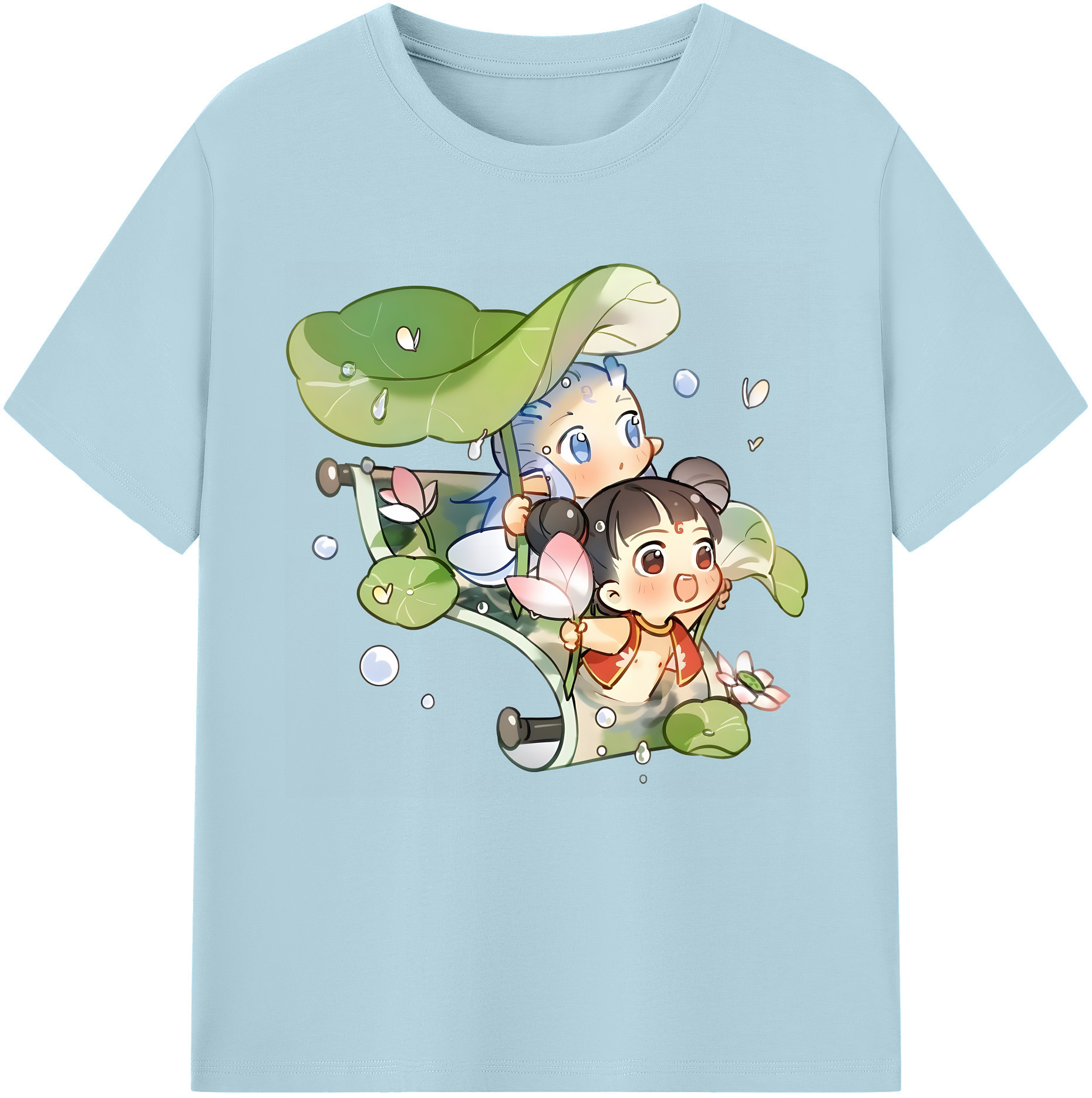 （画像用） Ne Zha 2 ナタ 魔童の大暴れ 綿100％半袖Tシャツ（フロントプリント）
